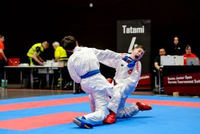 This photo was taken during the 2026 Karate International Swiss Junior Open on April 18th in Basel - Switzerland.