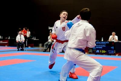 This photo was taken during the 2026 Karate International Swiss Junior Open on April 18th in Basel - Switzerland.