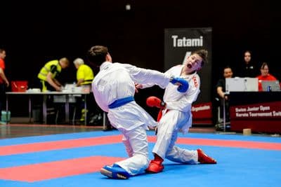 This photo was taken during the 2026 Karate International Swiss Junior Open on April 18th in Basel - Switzerland.