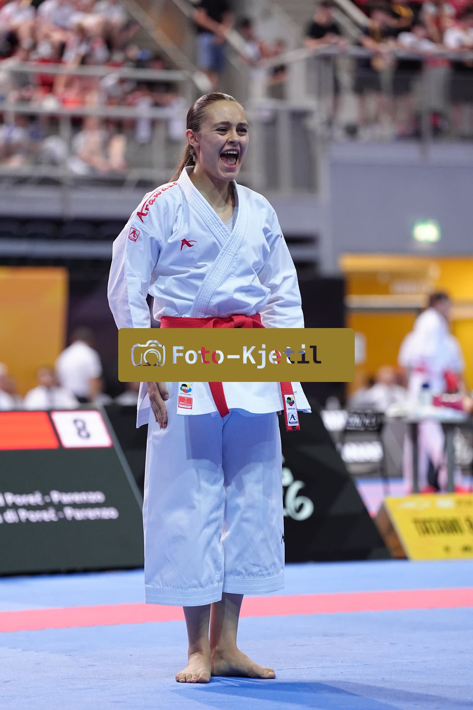 This photo was taken during the Porec 2026 - Karate Youth Cup in the Zatika Arena on July 1st 2026 in Porec, Croatia. (Photo by Martin Kremser/Karate Insights)