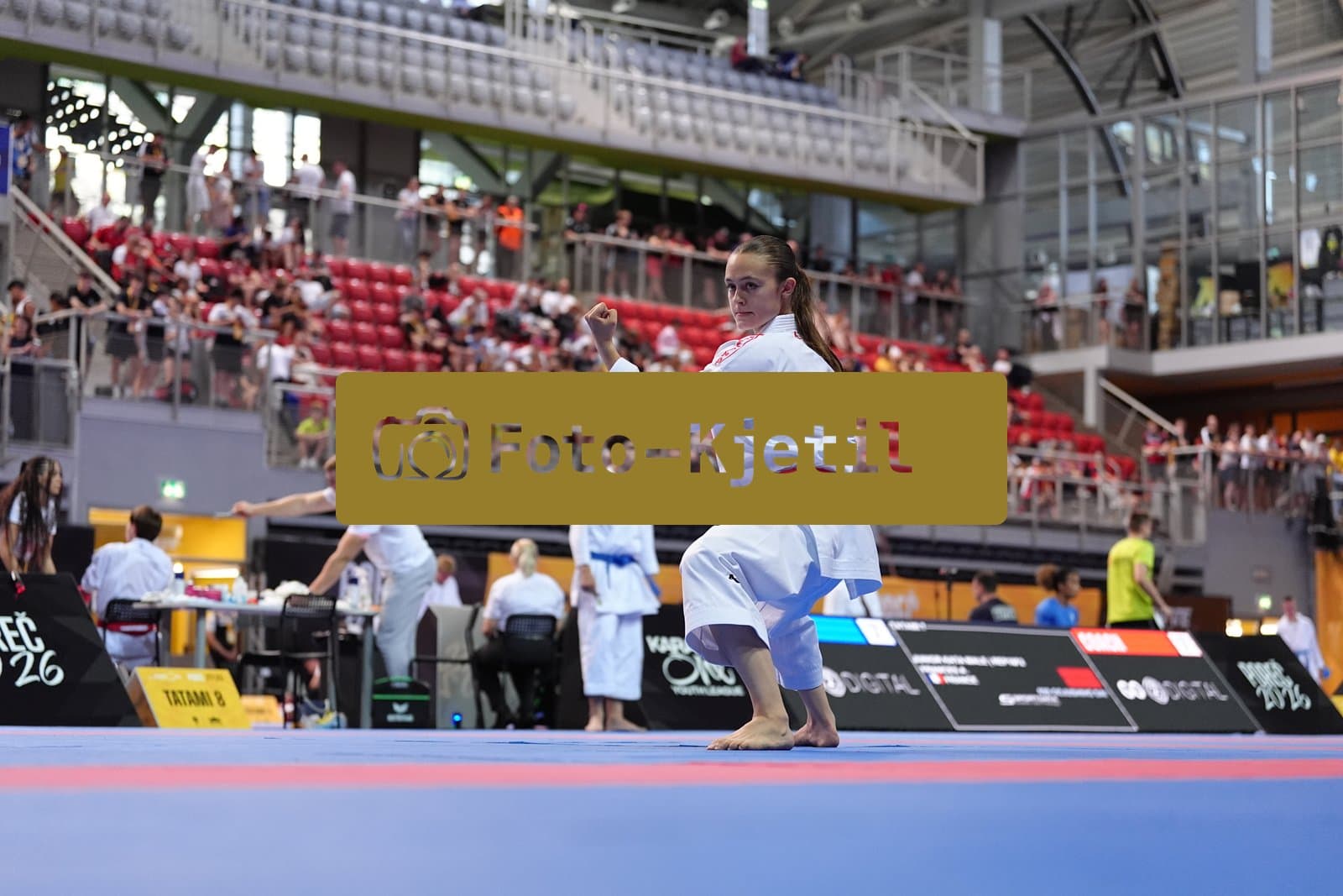 This photo was taken during the Porec 2026 - Karate Youth Cup in the Zatika Arena on July 1st 2026 in Porec, Croatia. (Photo by Martin Kremser/Karate Insights)