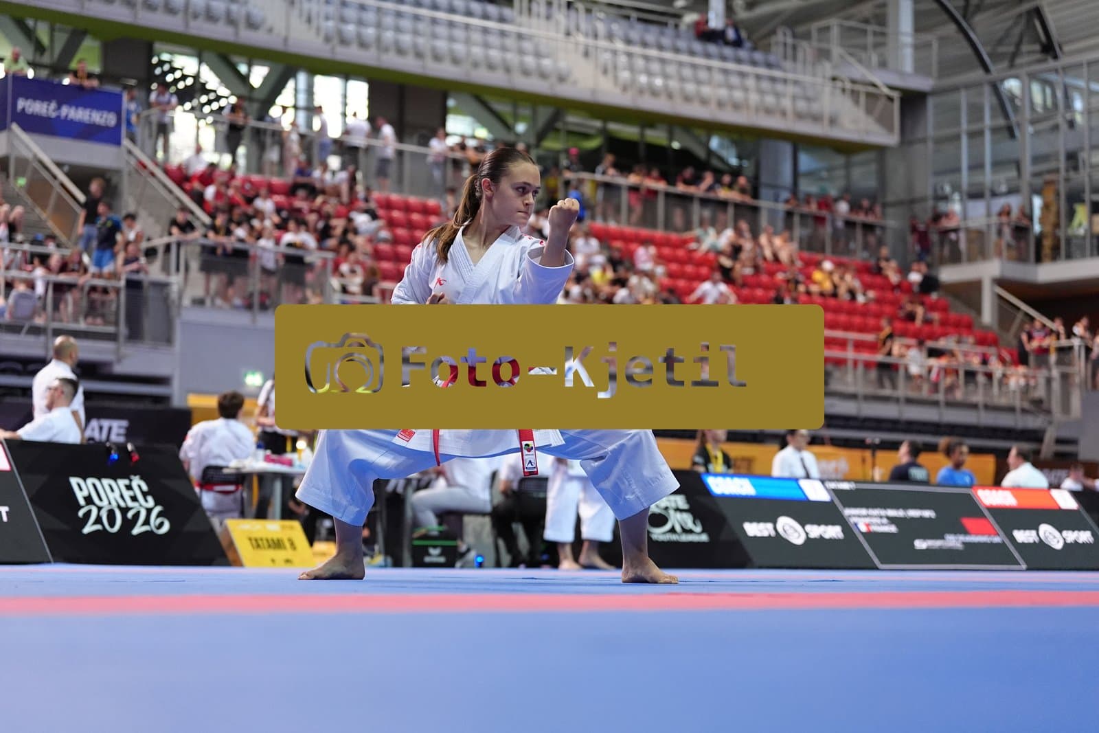 This photo was taken during the Porec 2026 - Karate Youth Cup in the Zatika Arena on July 1st 2026 in Porec, Croatia. (Photo by Martin Kremser/Karate Insights)