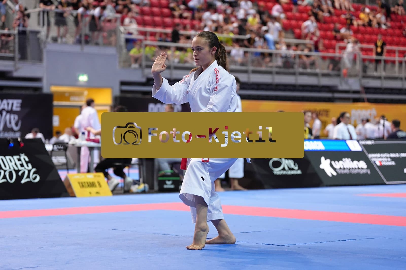 This photo was taken during the Porec 2026 - Karate Youth Cup in the Zatika Arena on July 1st 2026 in Porec, Croatia. (Photo by Martin Kremser/Karate Insights)