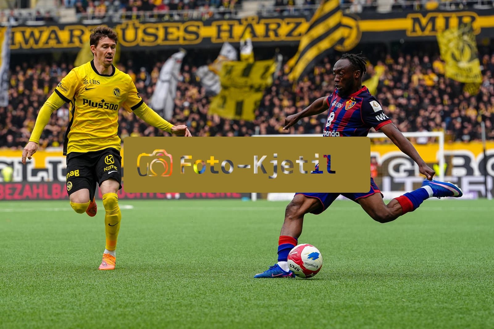 Schweiz: Brack Super League 2025/26, BSC Young Boys vs FC Basel 1893 - Wankdorf Stadion, Bern: Benie Traore (11 FCB) gegen Christian Fassnacht (16 YB)