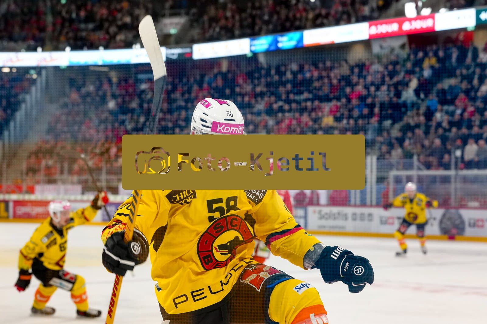 Schweiz: National League Play-In Runde 1, Spiel 1 2025/26, EHC Biel-Bienne vs SC Bern - Tissot Arena, Biel-Bienne: Romain Loeffel (58 SCB) jubelt nach seinem Tor