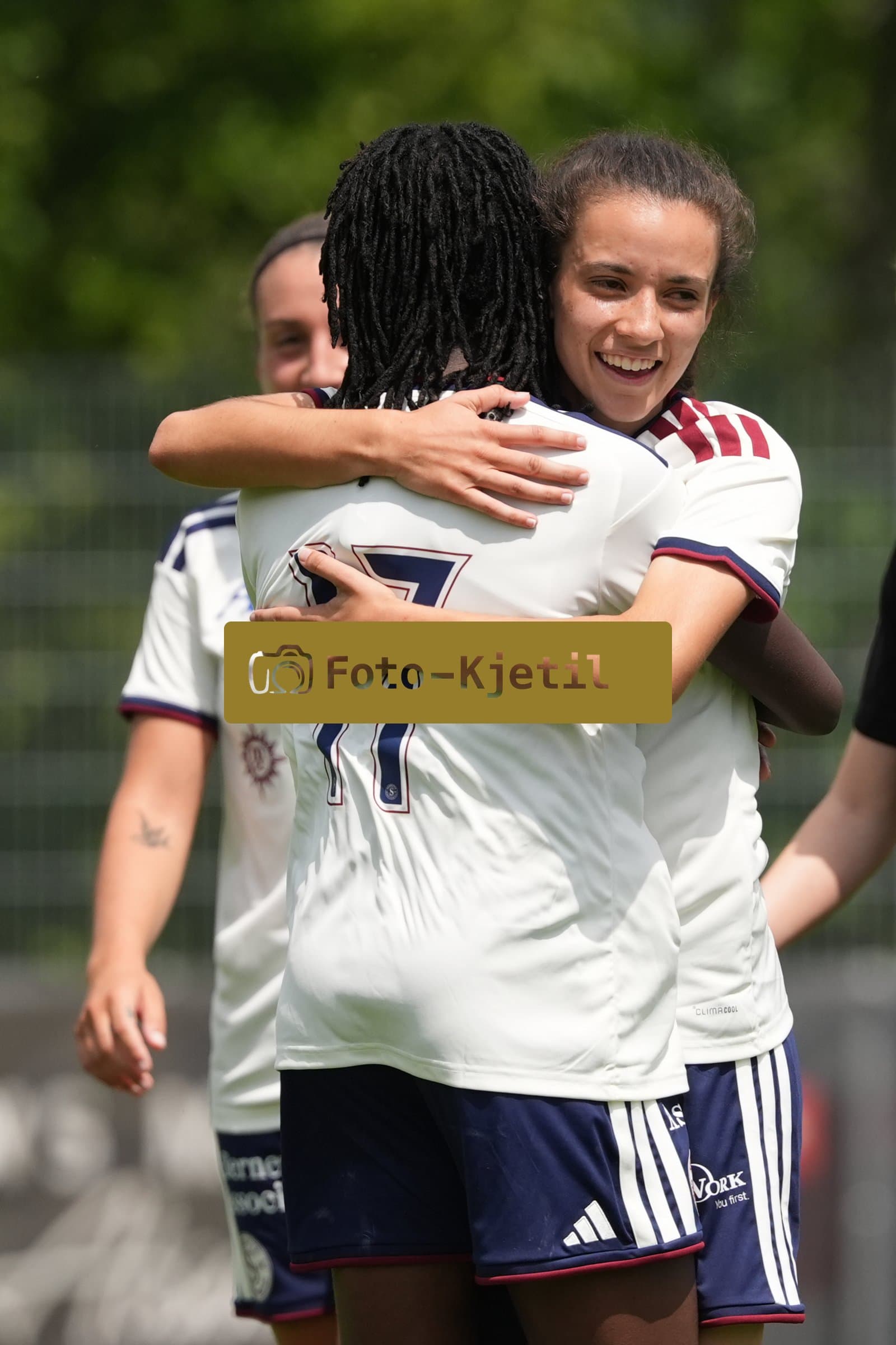 Crans-Montana, Switzerland - July 25: Camila Mingard (37 SFCCF) celebrates her goal with Garance Nein (17 SFCCF) during the AXA Women's Super League match between Servette FC Chenois Feminin and FC Sion Feminin at Stade du Christ-Roi on July 25, 2026 in Crans-Montana, Switzerland.
