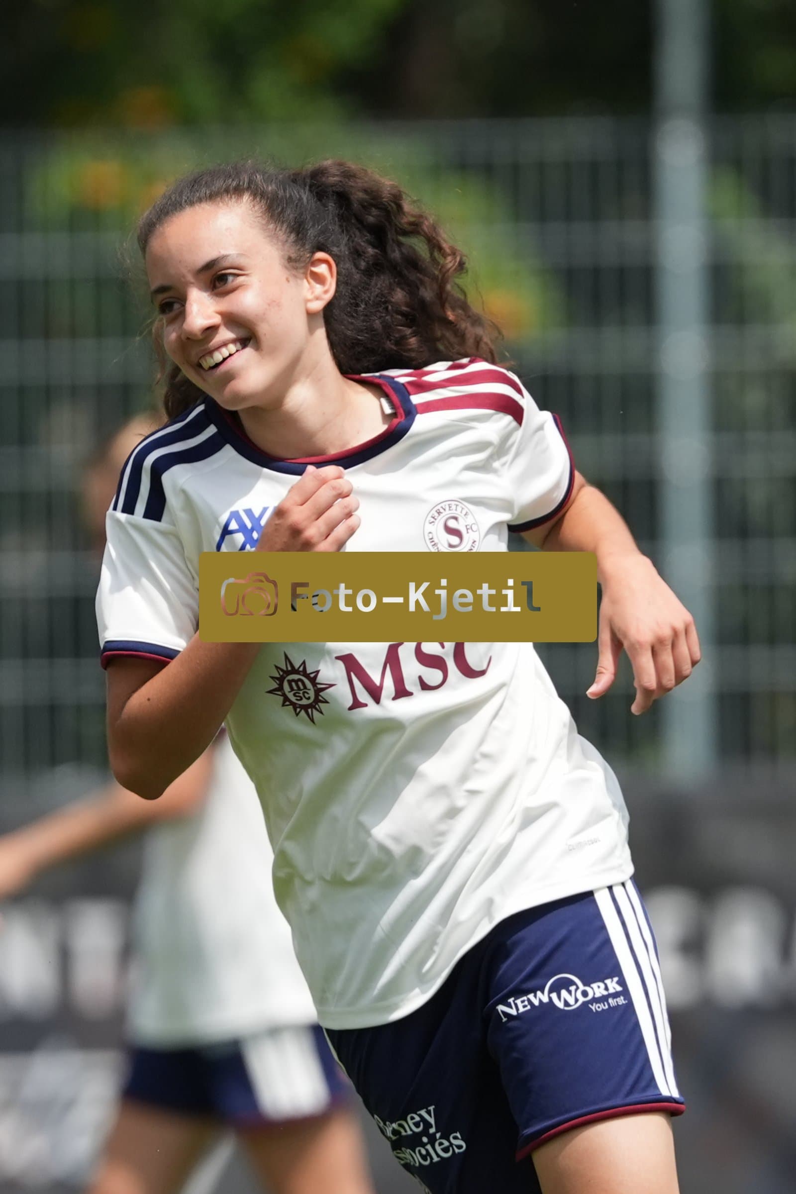 Crans-Montana, Switzerland - July 25: Camila Mingard (37 SFCCF) smiles after she scored during the AXA Women's Super League match between Servette FC Chenois Feminin and FC Sion Feminin at Stade du Christ-Roi on July 25, 2026 in Crans-Montana, Switzerland.