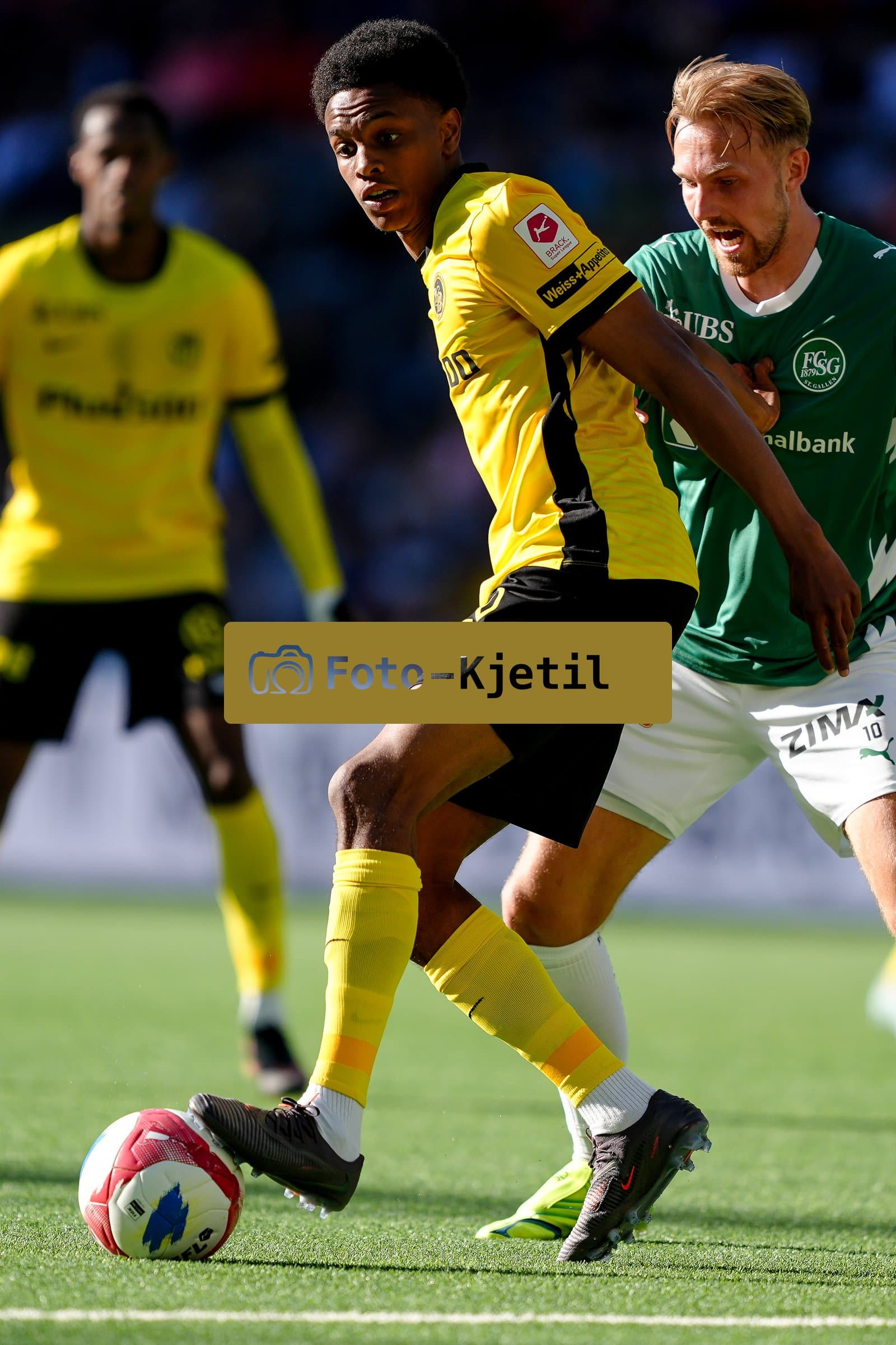 Schweiz: Super League 2025 - 2026, BSC Young Boys vs FC St. Gallen - Stadion Wankdorf, Bern: Lukas Daschner (10 St. Gallen) gegen Alvyn Sanches (10 Young Boys)